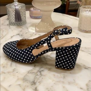 Never worn dark denim polka dot Sandal